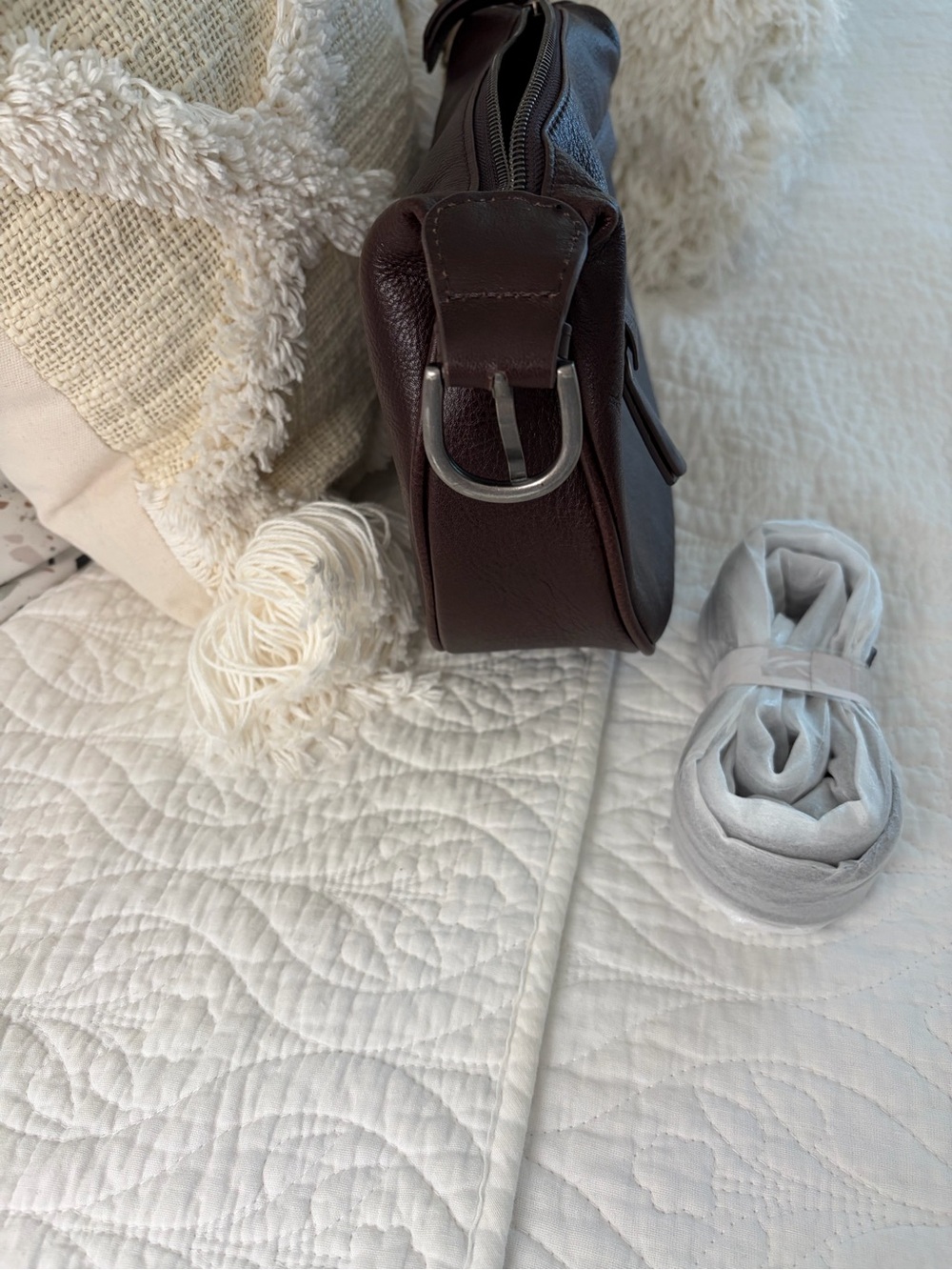 Women's Dark Brown Leather Crossbody Bag - Picture 4 of 4